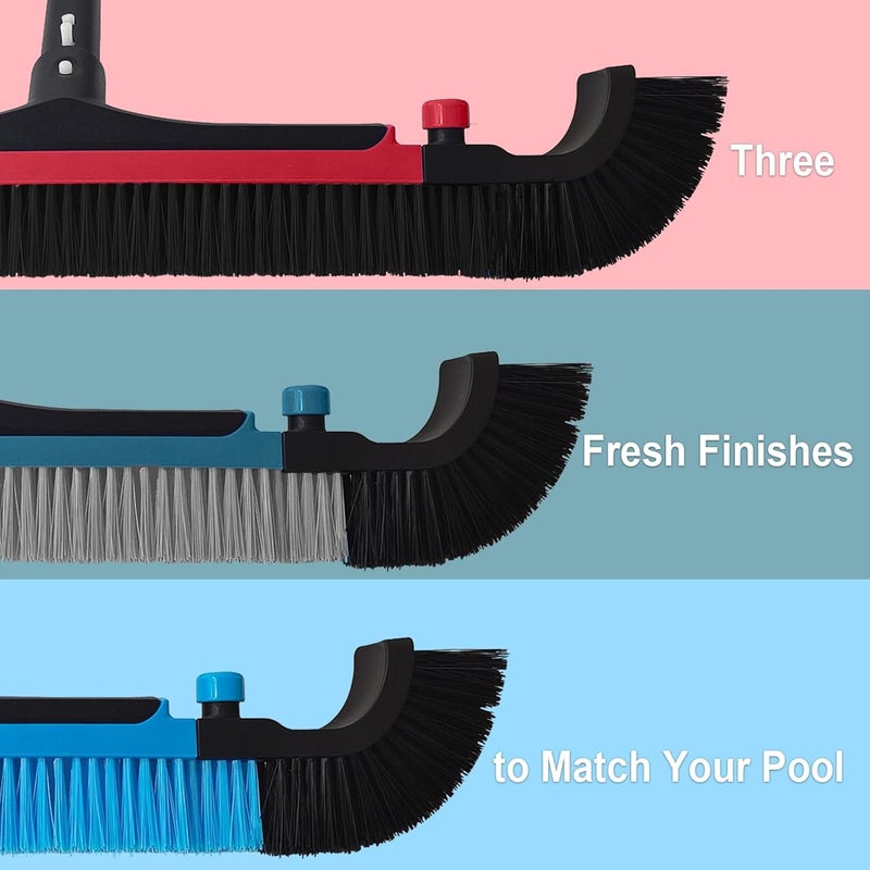 Poolvio 22" Extra-Wide Pool Brush Head, Heavy-Duty Pool Scrubber Brush with Detachable Corner Brush & Strong Nylon Bristles for Walls & Floors in Above-Ground and Inground Pools (Red) - Image 3
